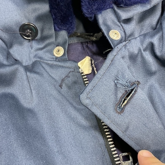 VINTAGE Military B-940 Blue Fur Hooded Puffer Puffy Jacket Men’s XL - Picture 13 of 15